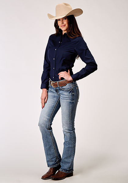 Roper 1677 Sawtooth Border (Blue) - Women's Western Shirt