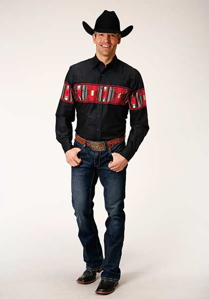 Chemise homme western à boutons pression nacrés imprimé aztèque