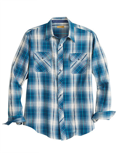 Tin Haul Men's Western Blue Plaid Western Shirt