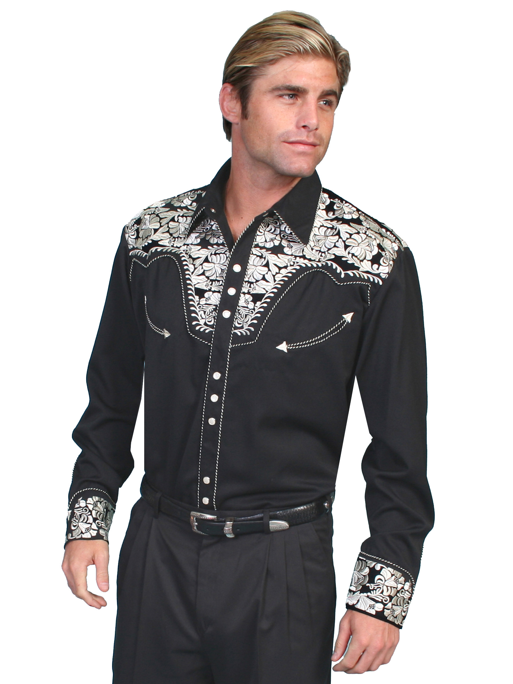 Mens Embroidered Cowboy Shirt - Dazzle