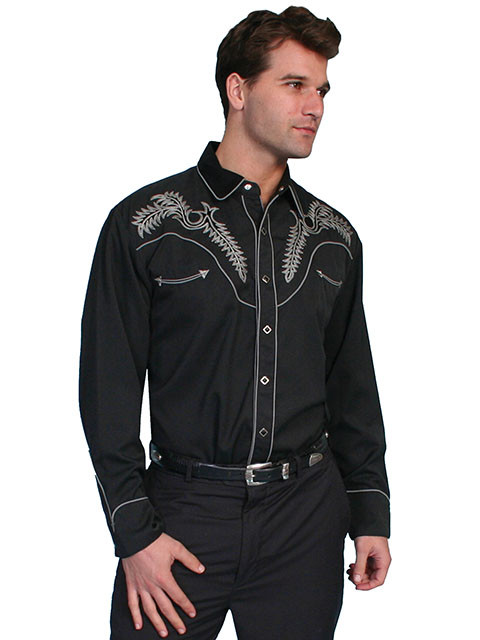 Mens Embroidered Western Shirt - Wild Oats - CLEARANCE