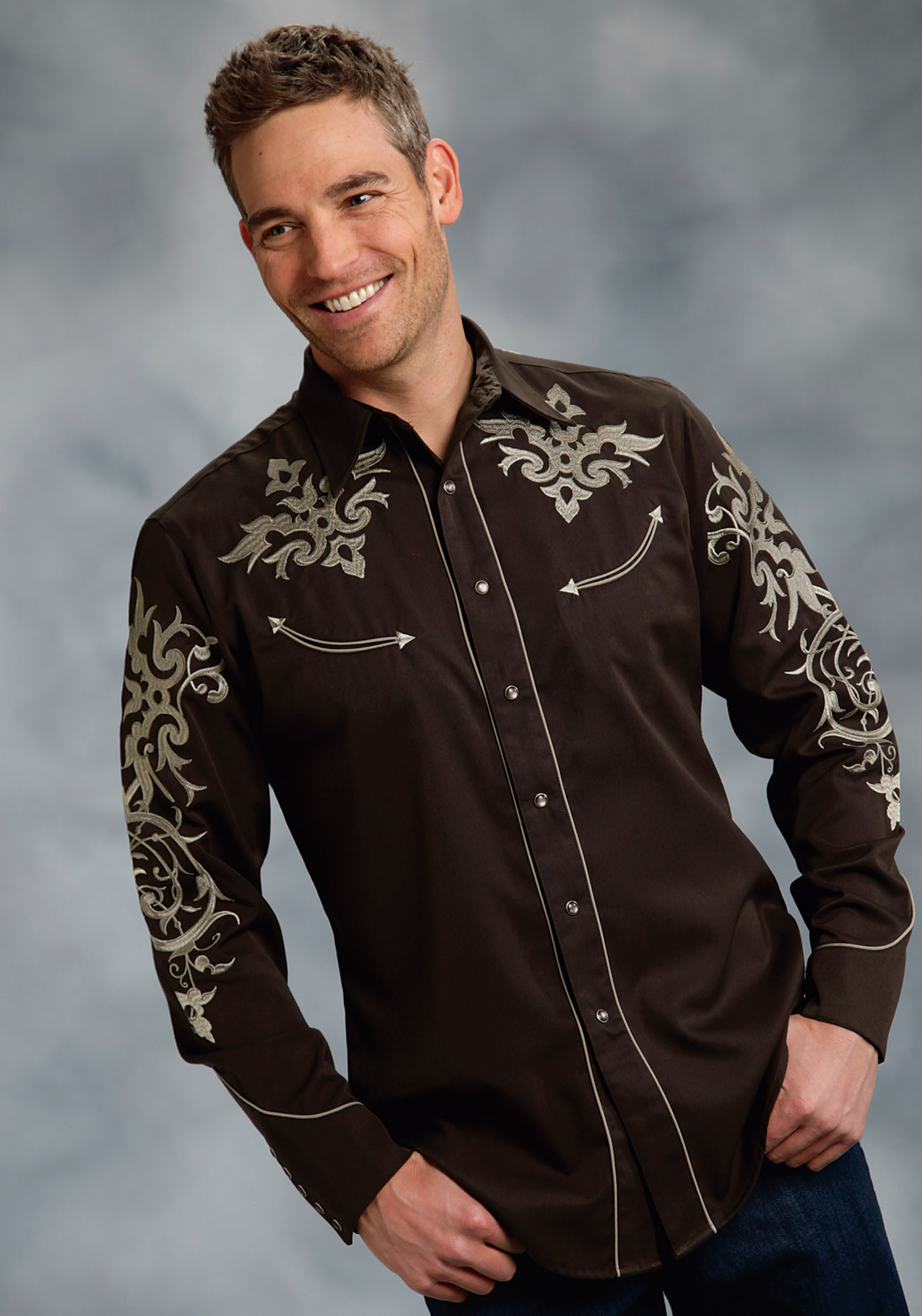 Mens Embroidered Western Shirt - Justice