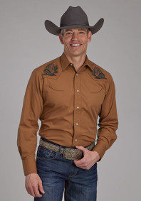 Pearl Snap Mens Western Shirt ~ SOLID BROADCLOTH - RUST