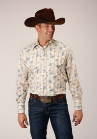 Roper Long Sleeve Plaid Shirt ~VINTAGE WHEAT PRINT