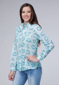 Womens Roper Western Shirt ~  MULTI BLUE FLORAL PRINT,