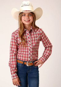 Girl's Western Vintage Cowgirl Shirt ~RED & MULTI SMALL SCALE PLAID