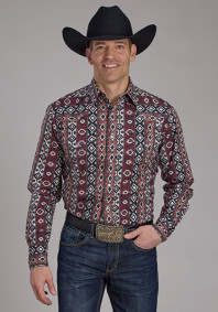 Pearl Snap Mens Western Shirt ~ WINTER AZTEC PRINT