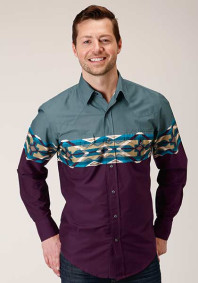 Roper Long Sleeve Plaid Shirt ~ TILE AZTEC BORDER