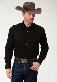 Roper Big & Tall Long Sleeve Western Shirt ~ SOLID Black