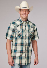 Short Sleeve Mens Western Shirt ~ TILE PLAID