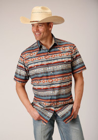 West Made Short Sleeve Snap Shirt ~ SANDSTONE AZTEC
