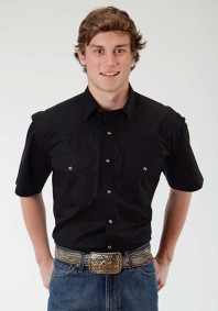 Short-Sleeve Western Shirt ~ Black