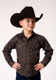 Boy's Long Sleeve Western  Shirt ~ DIAMOND MEDALLION