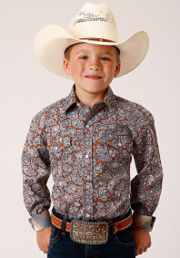 Boys Western Cowboy  Snap Shirt ~ COPPER SPRING PAISLEY
