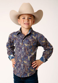Boys Western Cowboy  Snap Shirt ~ROYAL PAISLEY