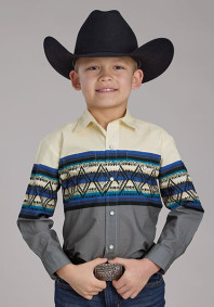 Boys Western Cowboy  Snap Shirt ~  RETRO DIAMOND BORDER