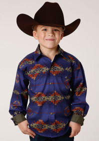Boys Western Cowboy  Snap Shirt ~ NIGHT AZTEC