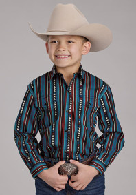 Boys Western Cowboy  Snap Shirt ~  VERTICAL STRIPE