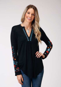 Womens Western Jersey Top ~ Pretty Floral