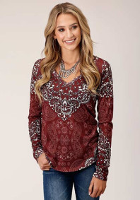 Womens Western Top ~ SWEATER KNIT V-NECK