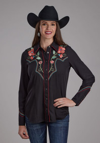 Womens Western Cowgirl Shirt ~ POLY SPANDEX TWILL RETRO SHIRT
