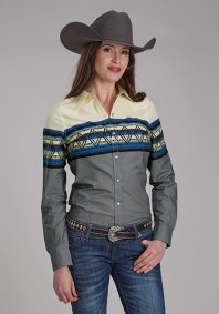 Womens Western Cowgirl Shirt ~ RETRO DIAMOND BORDER