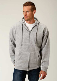 Western Sweatshirt ~ SPORTS GREY HEATHER ZIPPER FRONT