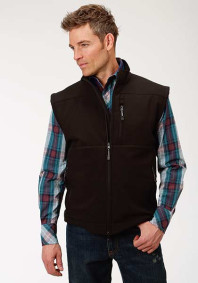 Men's Western Vest ~ BLACK WITH BLACK FLEECE