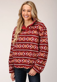 Womens BERRY AZTEC FLEECE