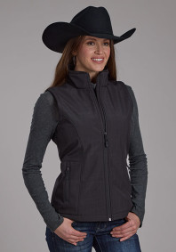 Womens Western Cowgirl Shirt ~ CHARCOAL HEATHER W/BLACK FLEECE