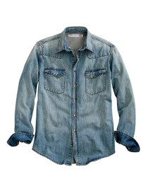 Pearl Snap Mens Western Shirt ~ LT BLUE WESTERN DENIM SHIRT