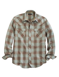Long Sleeve Pearl Snap Men's Western Shirt ~ SAND CHECK DOBBY