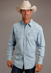 Stetson Shirt ~  LT BLUE DENIM SNAP SHIRT