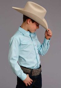 Stetson Old West Boys Western Cowboy Snap Shirt ~ Aqua