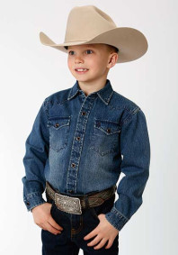 Boys Western Cowboy  Snap Shirt ~ MED WT. DENIM