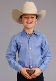 Stetson Old West Boys Western Cowboy Snap Shirt ~ BLUE