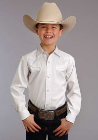 Stetson Old West Boys Western Cowboy Snap Shirt ~ White