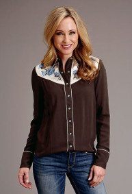 Stetson Womens Western Cowgirl Shirt ~ SOLID RAYON WESTERN LS BLOUSE