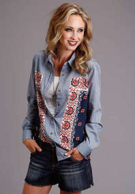 Stetson Bandana Womens Blouse : CHAMBRAY BODY BOYFRIEND