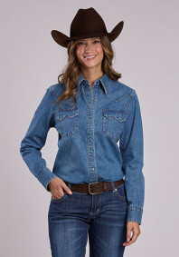 Stetson Womens Western Cowgirl Shirt ~ COTTON DENIM WESTERN BLOUSE