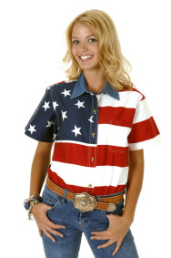 Womens Short Sleeve Western Shirt - "Patriot"