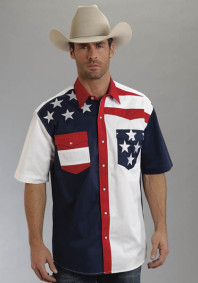 Mens Short Sleeve Western Shirt - Patriot IV