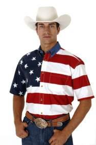 Roper® Mens Red American Flag Short Sleeve Western Shirt