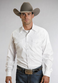Stetson® Mens White PinPoint Oxford Cotton Pearl Snap LS Western Shirt