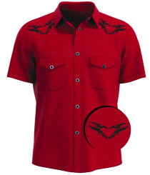 Red Short Sleeve Embroidered Western Shirt
