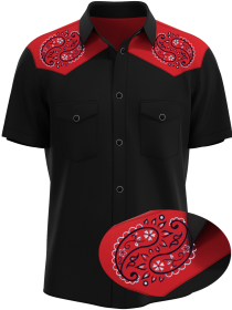 Red Bandana Western Cowboy Shirt