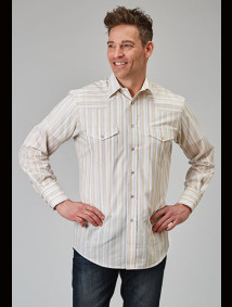Roper Big & Tall Long Sleeve Western Shirt ~ NEUTRAL STRIPE
