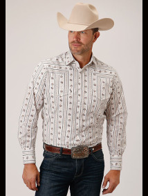 Roper Big & Tall Long Sleeve Western Shirt ~ BROWN & BLUE WALLPAPER