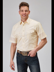Roper Big & Tall short Sleeve Western Shirt ~ CREAM TONAL STRIPE,