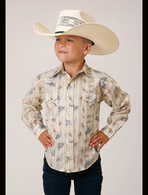 Boys Western Cowboy  Snap Shirt ~ VINTAGE WHEAT PRINT